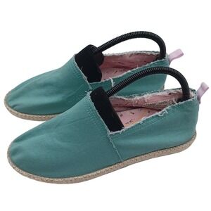 Vionic Laguna Slip On Shoes Womens 9 Teal Frayed Canvas Espadrille Flat EUC